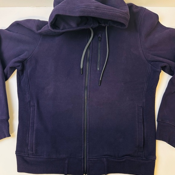 Lululemon Sequence Hoodie Cotton Fleece Ribbed Inset Panel Zip Pocket Black Swan - Picture 4 of 12